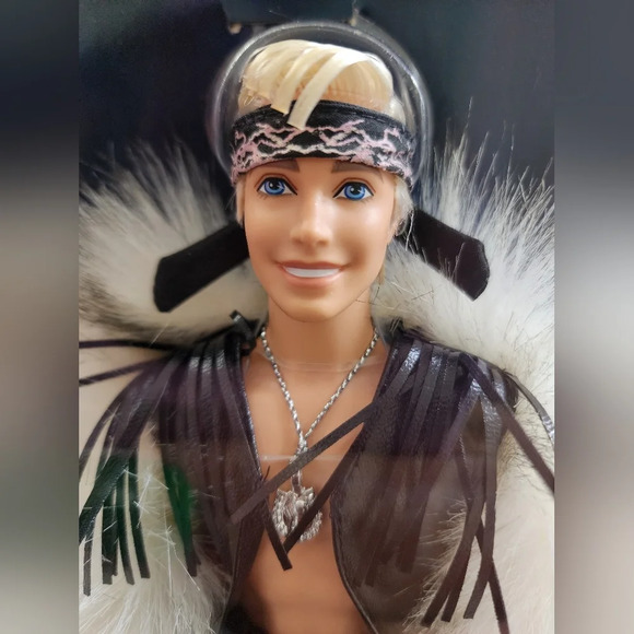 Barbie The Movie, Ken Doll in Faux Fur Coat and Black Fringe Vest. - Picture 9 of 16